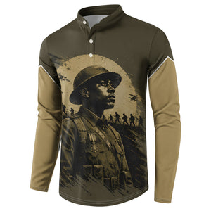 Harlem Hellfighters WWI Soldier Button Sweatshirt Vintage Military Hero Jazz Band Silhouette Art