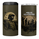 Harlem Hellfighters WWI Soldier 4 in 1 Can Cooler Tumbler Vintage Military Hero Jazz Band Silhouette Art