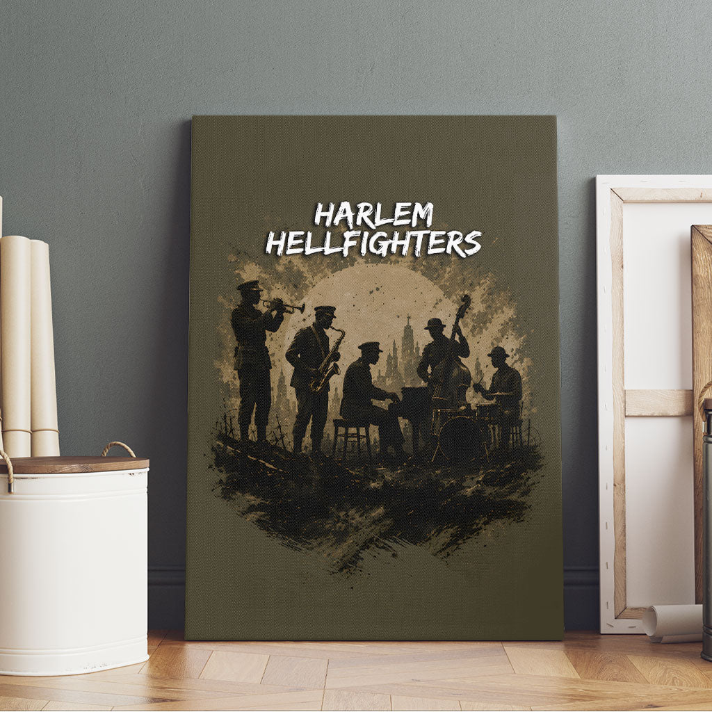 Harlem Hellfighters WWI Soldier Canvas Wall Art Vintage Military Hero Jazz Band Silhouette Art