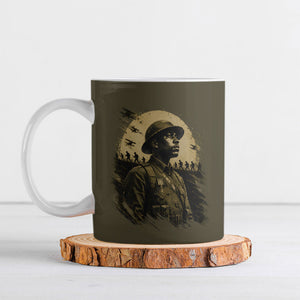 Harlem Hellfighters WWI Soldier Ceramic Mug Vintage Military Hero Jazz Band Silhouette Art
