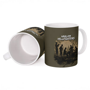 Harlem Hellfighters WWI Soldier Ceramic Mug Vintage Military Hero Jazz Band Silhouette Art