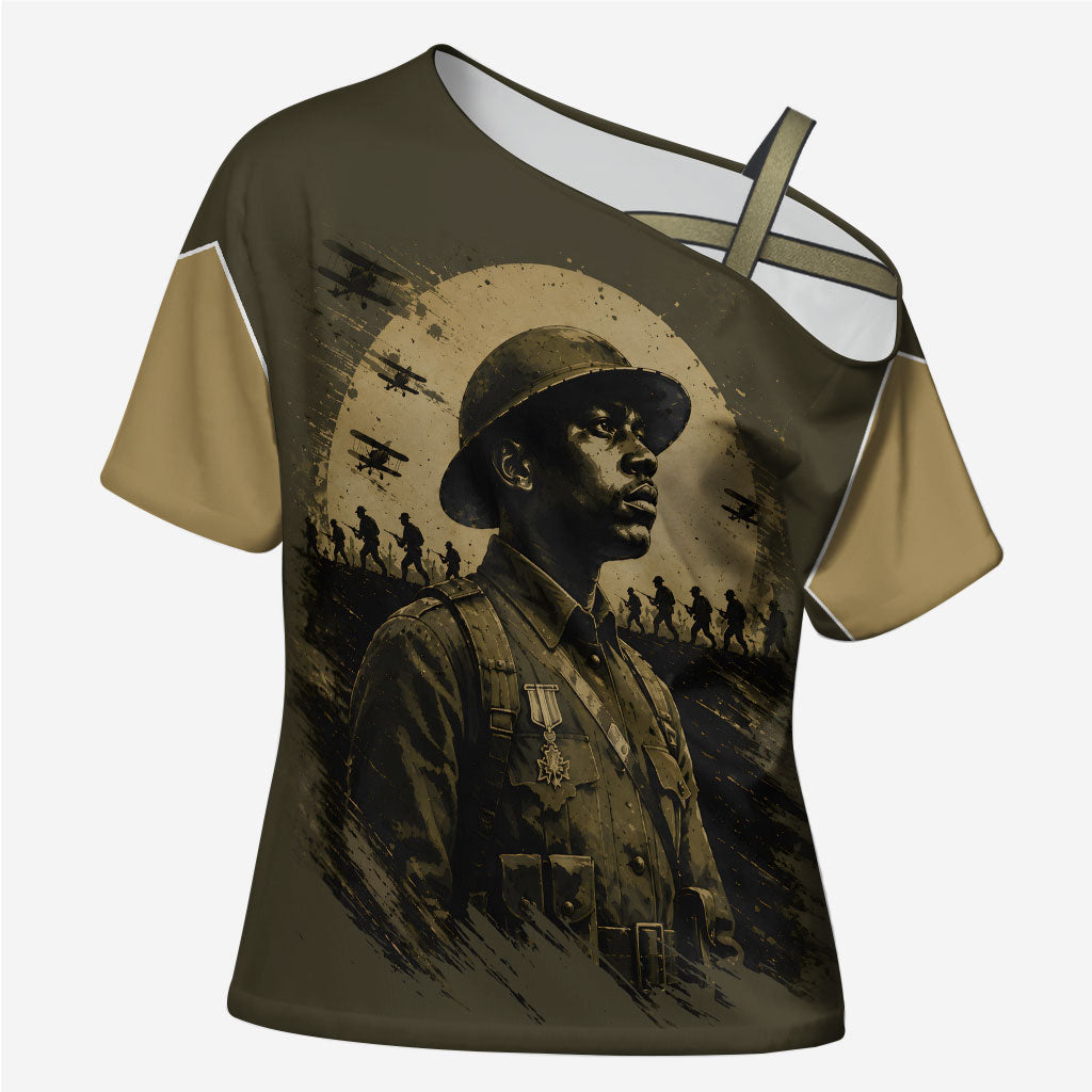 Harlem Hellfighters WWI Soldier Cross Shoulder Shirt Vintage Military Hero Jazz Band Silhouette Art
