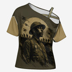 Harlem Hellfighters WWI Soldier Cross Shoulder Shirt Vintage Military Hero Jazz Band Silhouette Art