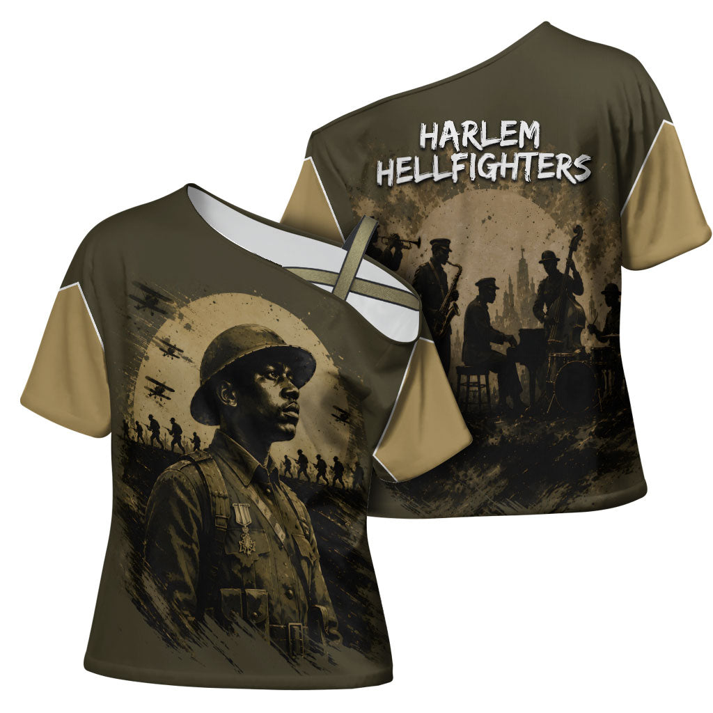 Harlem Hellfighters WWI Soldier Cross Shoulder Shirt Vintage Military Hero Jazz Band Silhouette Art