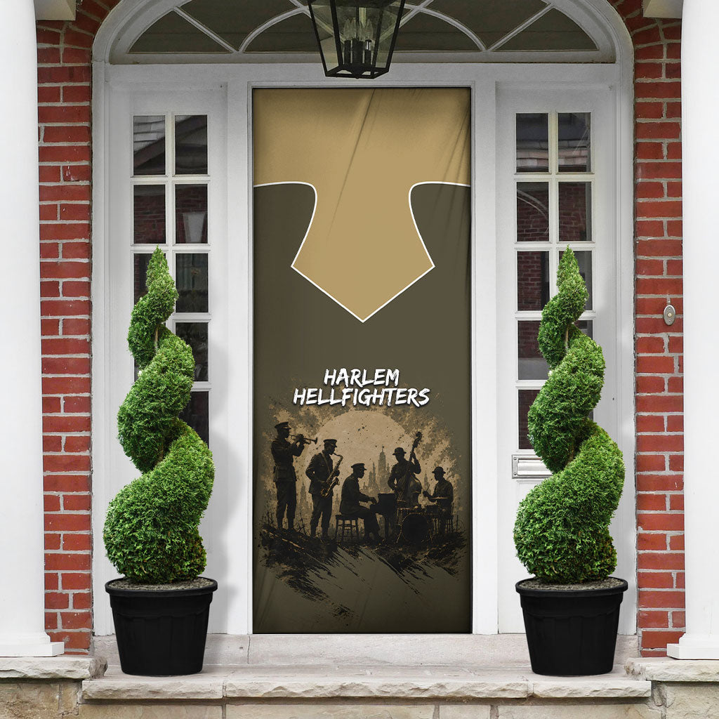 Harlem Hellfighters WWI Soldier Door Cover Vintage Military Hero Jazz Band Silhouette Art