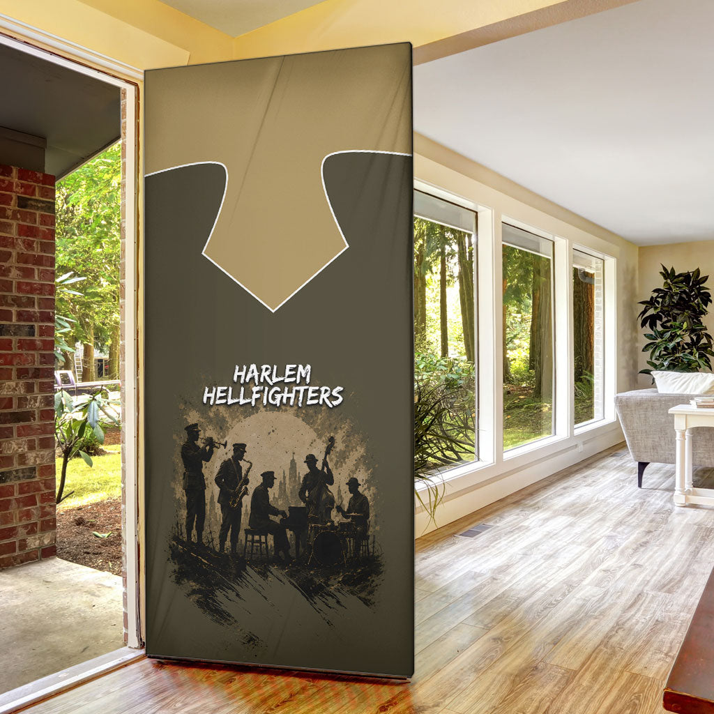 Harlem Hellfighters WWI Soldier Door Cover Vintage Military Hero Jazz Band Silhouette Art