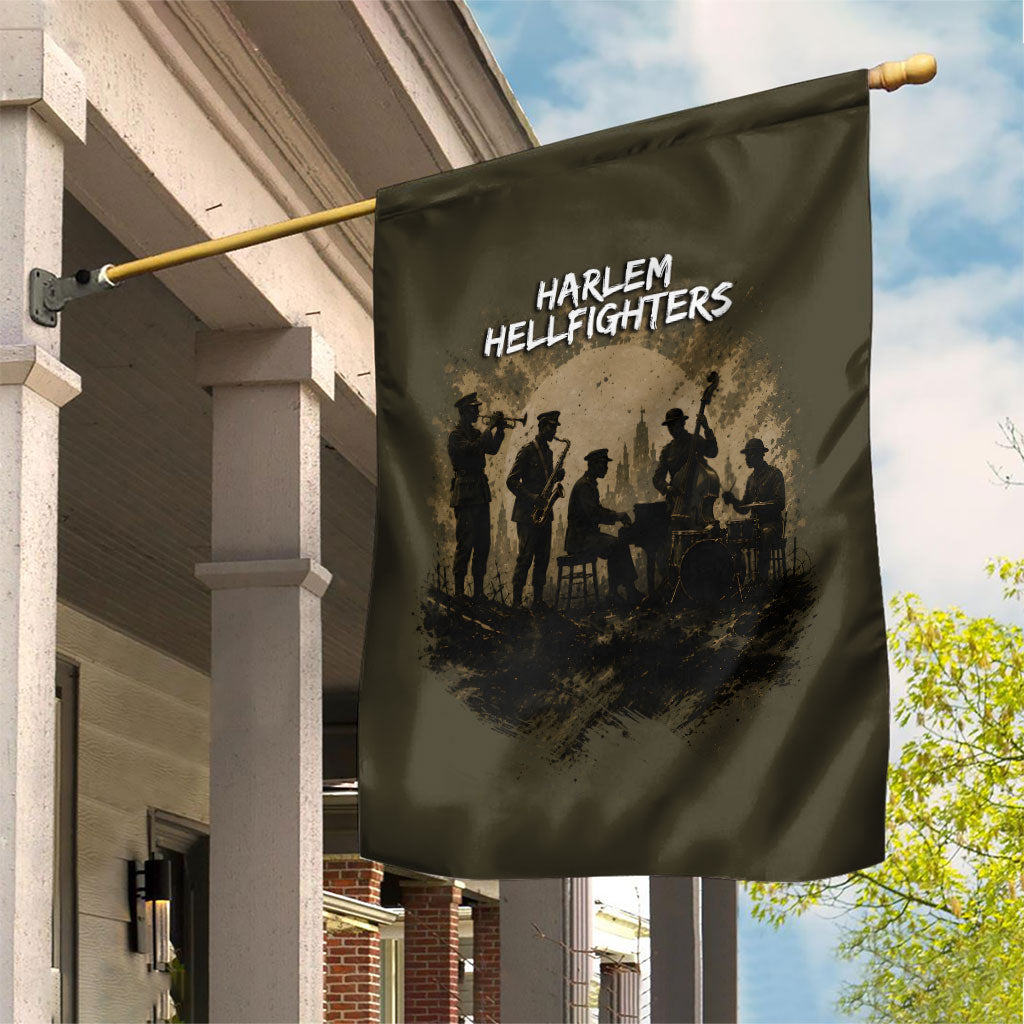 Harlem Hellfighters WWI Soldier Garden Flag Vintage Military Hero Jazz Band Silhouette Art