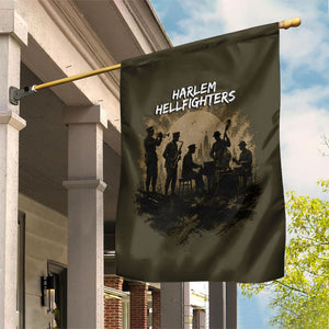 Harlem Hellfighters WWI Soldier Garden Flag Vintage Military Hero Jazz Band Silhouette Art