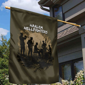 Harlem Hellfighters WWI Soldier Garden Flag Vintage Military Hero Jazz Band Silhouette Art