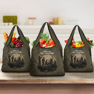 Harlem Hellfighters WWI Soldier Grocery Bag Vintage Military Hero Jazz Band Silhouette Art