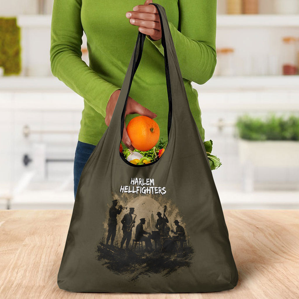 Harlem Hellfighters WWI Soldier Grocery Bag Vintage Military Hero Jazz Band Silhouette Art