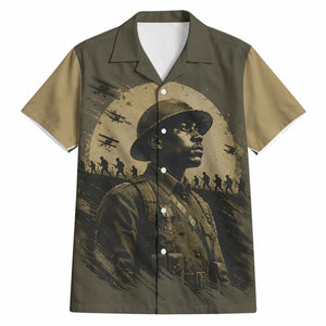 Harlem Hellfighters WWI Soldier Hawaiian Shirt Vintage Military Hero Jazz Band Silhouette Art