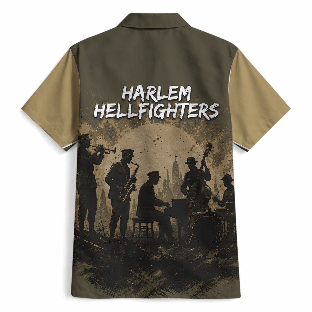Harlem Hellfighters WWI Soldier Hawaiian Shirt Vintage Military Hero Jazz Band Silhouette Art