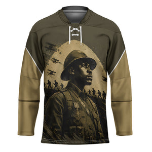 Harlem Hellfighters WWI Soldier Hockey Jersey Vintage Military Hero Jazz Band Silhouette Art