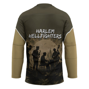 Harlem Hellfighters WWI Soldier Hockey Jersey Vintage Military Hero Jazz Band Silhouette Art