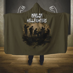 Harlem Hellfighters WWI Soldier Hooded Blanket Vintage Military Hero Jazz Band Silhouette Art