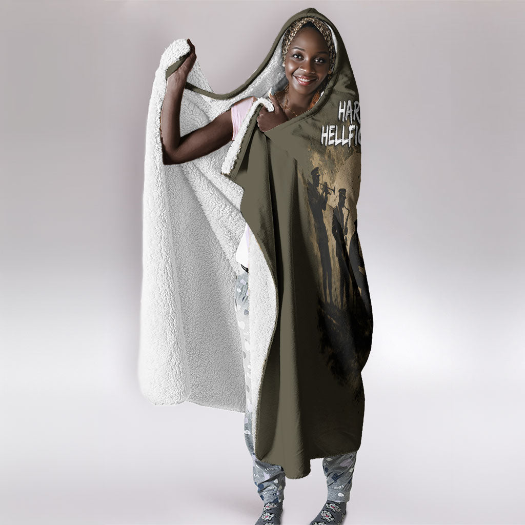 Harlem Hellfighters WWI Soldier Hooded Blanket Vintage Military Hero Jazz Band Silhouette Art