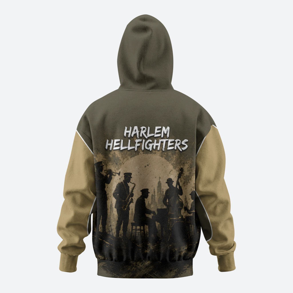 Harlem Hellfighters WWI Soldier Hoodie Vintage Military Hero Jazz Band Silhouette Art