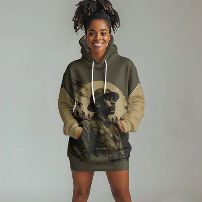 Harlem Hellfighters WWI Soldier Hoodie Dress Vintage Military Hero Jazz Band Silhouette Art