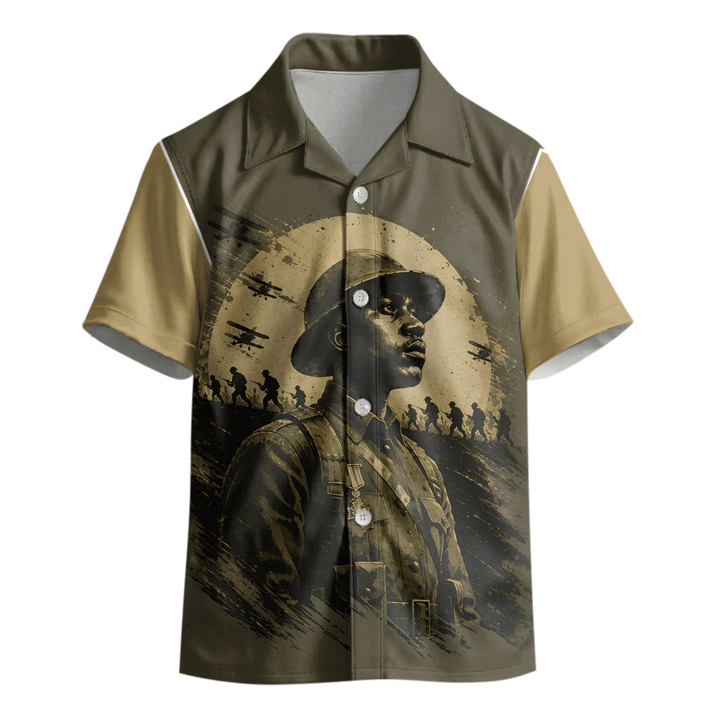 Harlem Hellfighters WWI Soldier Kid Hawaiian Shirt Vintage Military Hero Jazz Band Silhouette Art