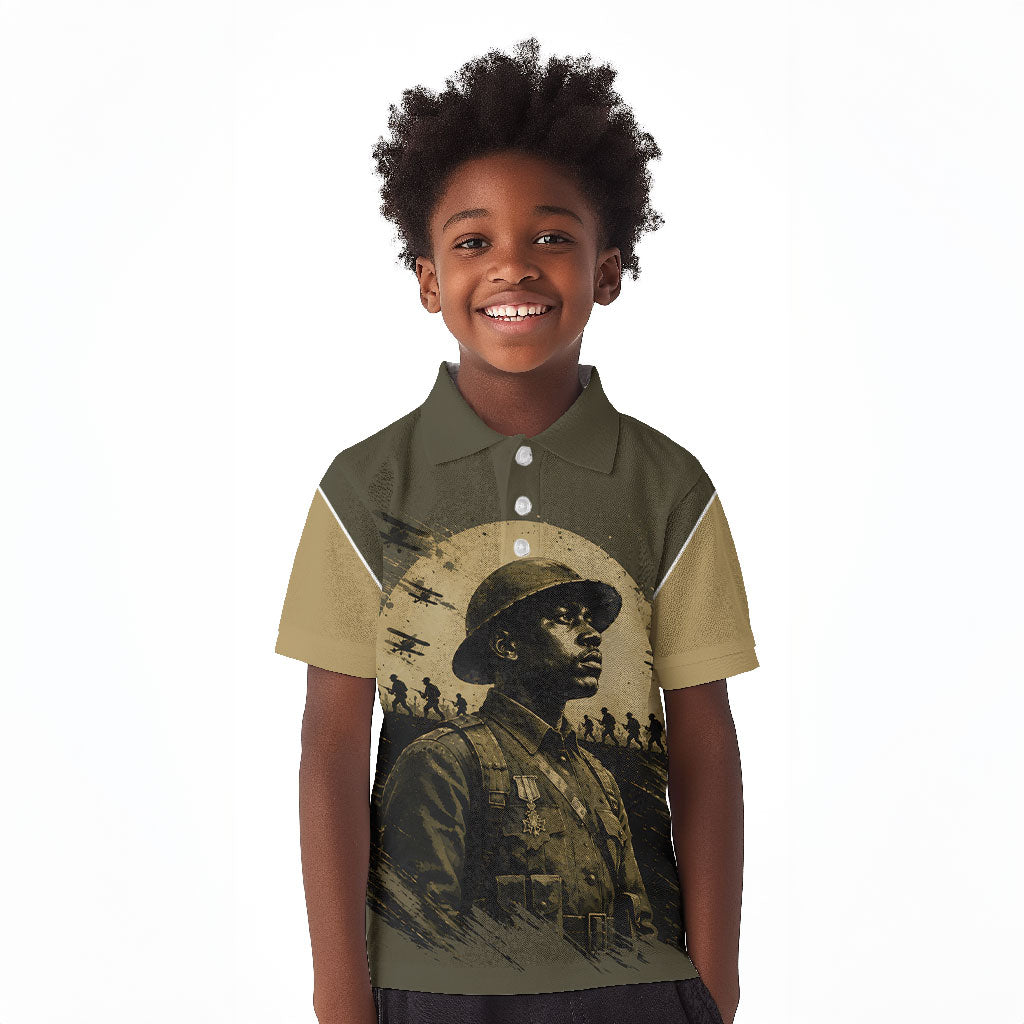 Harlem Hellfighters WWI Soldier Kid Polo Shirt Vintage Military Hero Jazz Band Silhouette Art