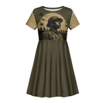 Harlem Hellfighters WWI Soldier Kid Short Sleeve Dress Vintage Military Hero Jazz Band Silhouette Art