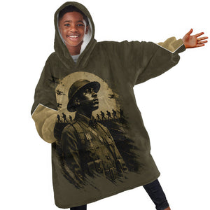 Harlem Hellfighters WWI Soldier Kid Wearable Blanket Hoodie Vintage Military Hero Jazz Band Silhouette Art