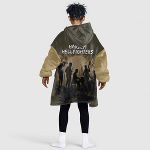 Harlem Hellfighters WWI Soldier Kid Wearable Blanket Hoodie Vintage Military Hero Jazz Band Silhouette Art