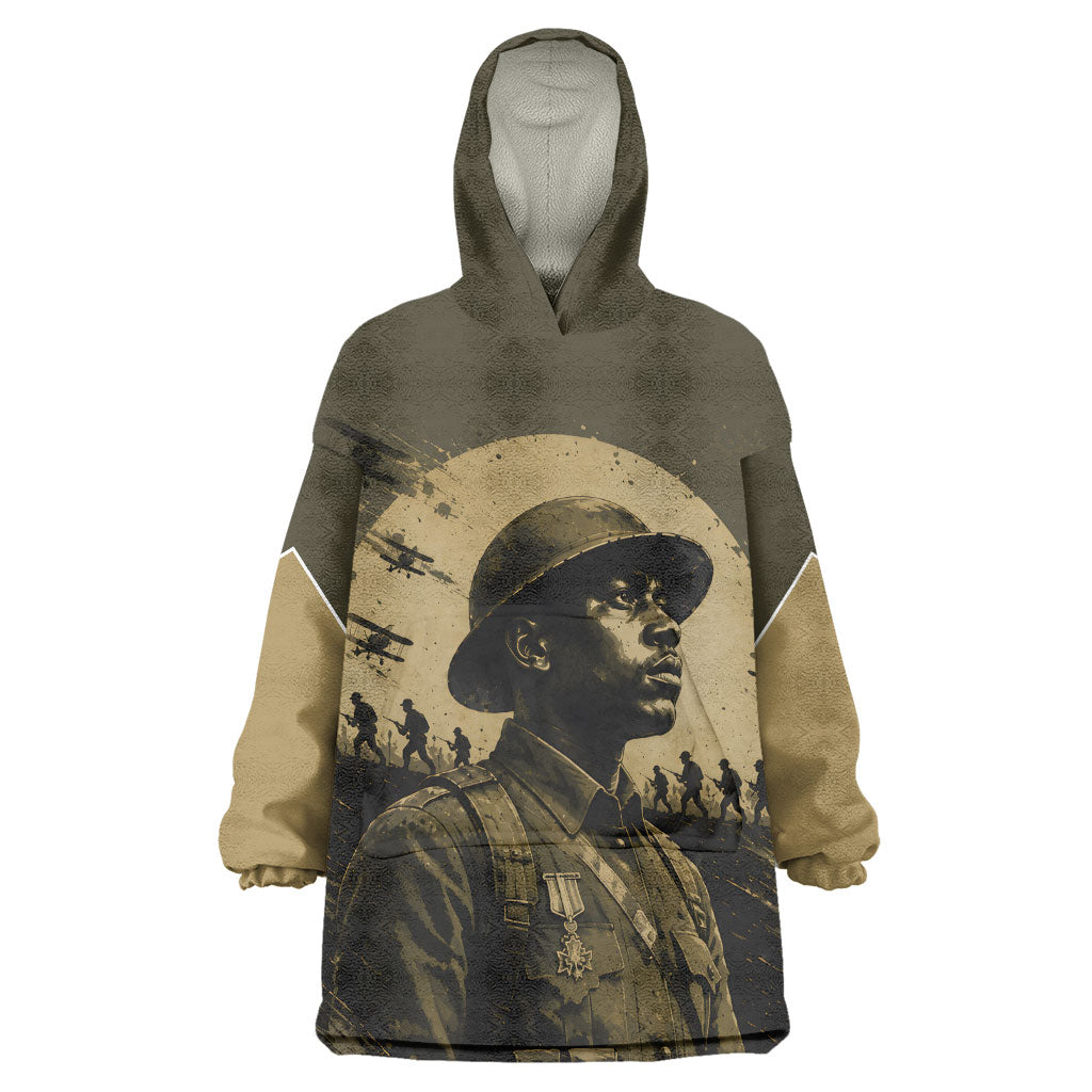 Harlem Hellfighters WWI Soldier Kid Wearable Blanket Hoodie Vintage Military Hero Jazz Band Silhouette Art