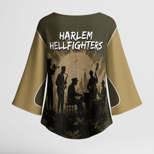 Harlem Hellfighters WWI Soldier Kimono Sleeve Blouse Vintage Military Hero Jazz Band Silhouette Art