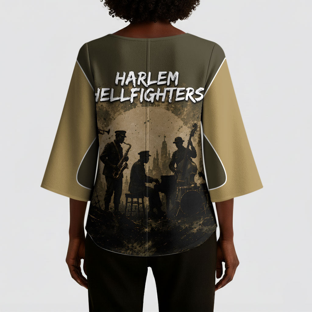 Harlem Hellfighters WWI Soldier Kimono Sleeve Blouse Vintage Military Hero Jazz Band Silhouette Art