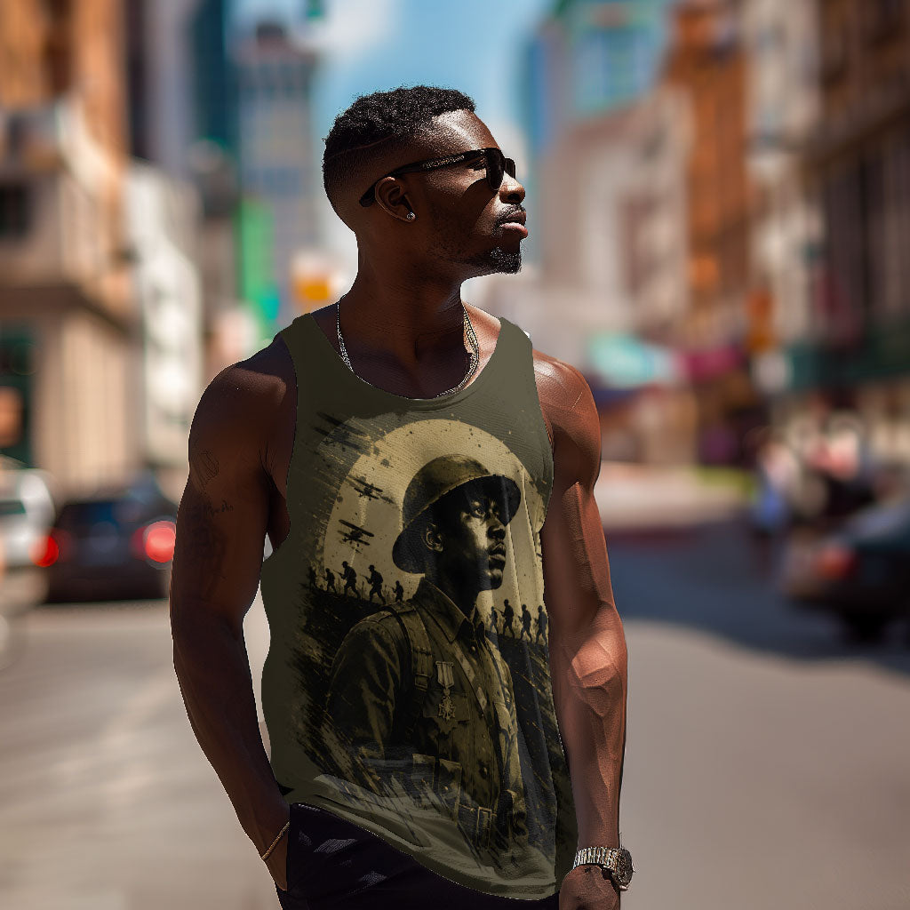 Harlem Hellfighters WWI Soldier Men Tank Top Vintage Military Hero Jazz Band Silhouette Art