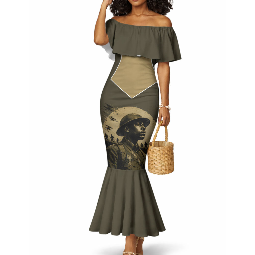Harlem Hellfighters WWI Soldier Mermaid Dress Vintage Military Hero Jazz Band Silhouette Art