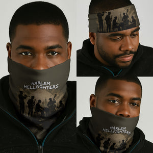 Harlem Hellfighters WWI Soldier Neck Gaiter Vintage Military Hero Jazz Band Silhouette Art