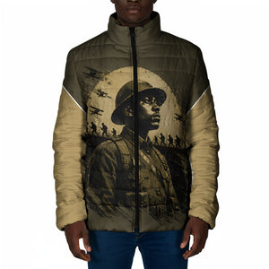 Harlem Hellfighters WWI Soldier Padded Jacket Vintage Military Hero Jazz Band Silhouette Art