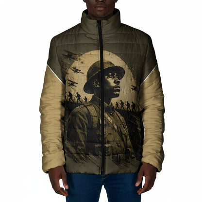 Harlem Hellfighters WWI Soldier Padded Jacket Vintage Military Hero Jazz Band Silhouette Art