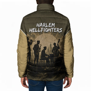 Harlem Hellfighters WWI Soldier Padded Jacket Vintage Military Hero Jazz Band Silhouette Art