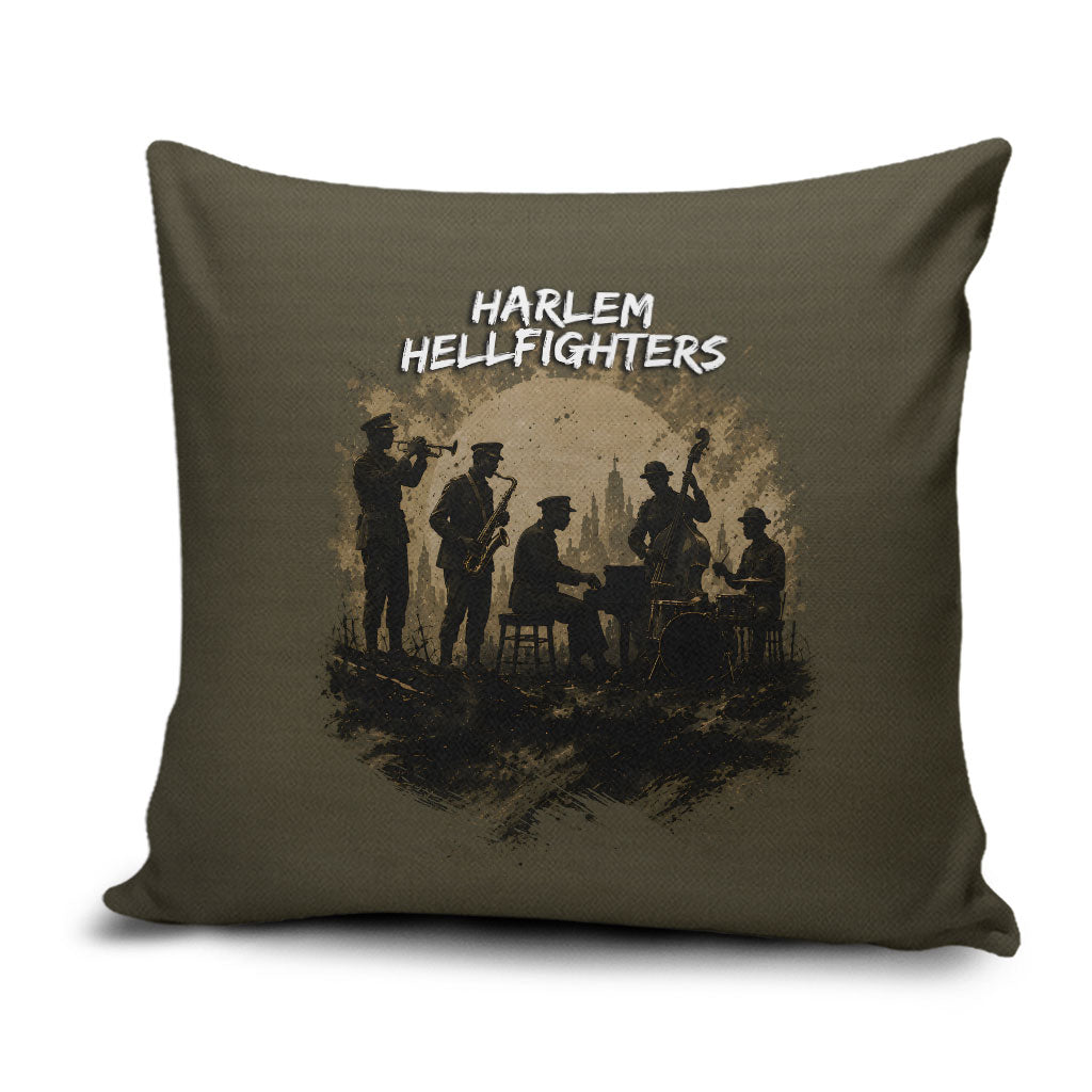 Harlem Hellfighters WWI Soldier Pillow Cover Vintage Military Hero Jazz Band Silhouette Art