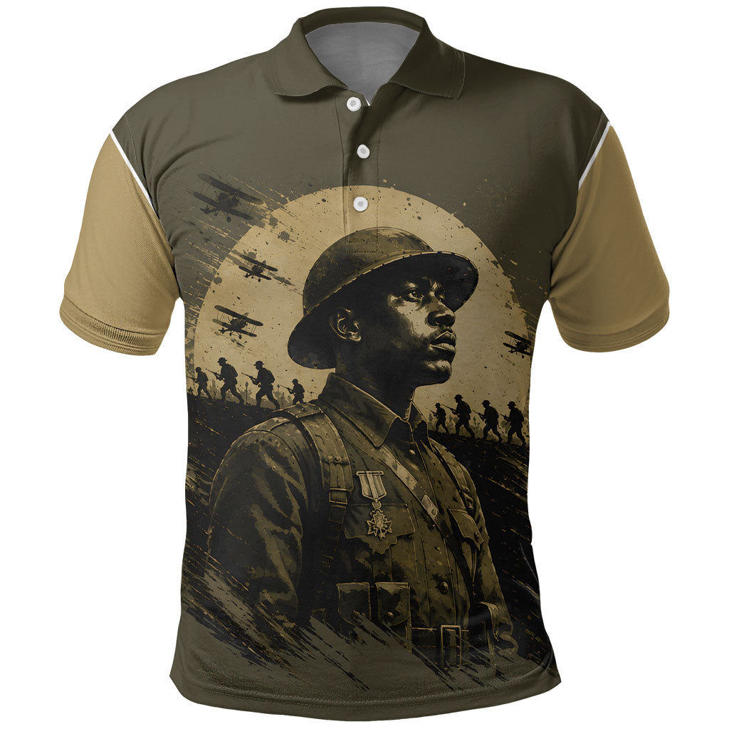 Harlem Hellfighters WWI Soldier Polo Shirt Vintage Military Hero Jazz Band Silhouette Art