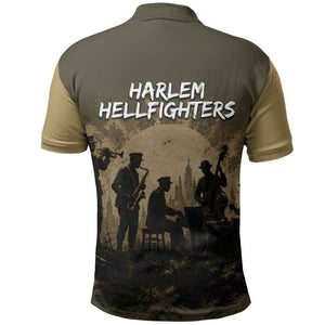 Harlem Hellfighters WWI Soldier Polo Shirt Vintage Military Hero Jazz Band Silhouette Art