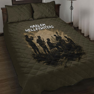 Harlem Hellfighters WWI Soldier Quilt Bed Set Vintage Military Hero Jazz Band Silhouette Art