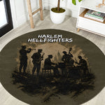 Harlem Hellfighters WWI Soldier Round Carpet Vintage Military Hero Jazz Band Silhouette Art