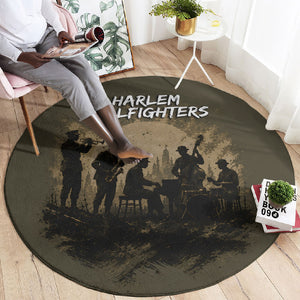 Harlem Hellfighters WWI Soldier Round Carpet Vintage Military Hero Jazz Band Silhouette Art