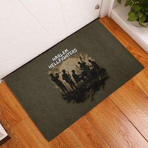 Harlem Hellfighters WWI Soldier Rubber Doormat Vintage Military Hero Jazz Band Silhouette Art