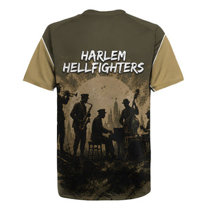 Harlem Hellfighters WWI Soldier Rugby Jersey Vintage Military Hero Jazz Band Silhouette Art