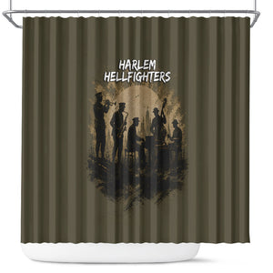 Harlem Hellfighters WWI Soldier Shower Curtain Vintage Military Hero Jazz Band Silhouette Art