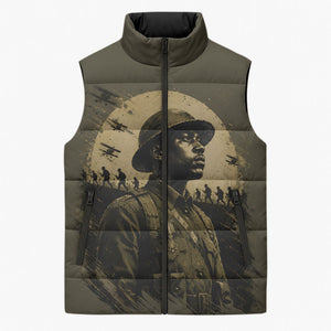 Harlem Hellfighters WWI Soldier Sleeveless Puffer Jacket Vintage Military Hero Jazz Band Silhouette Art