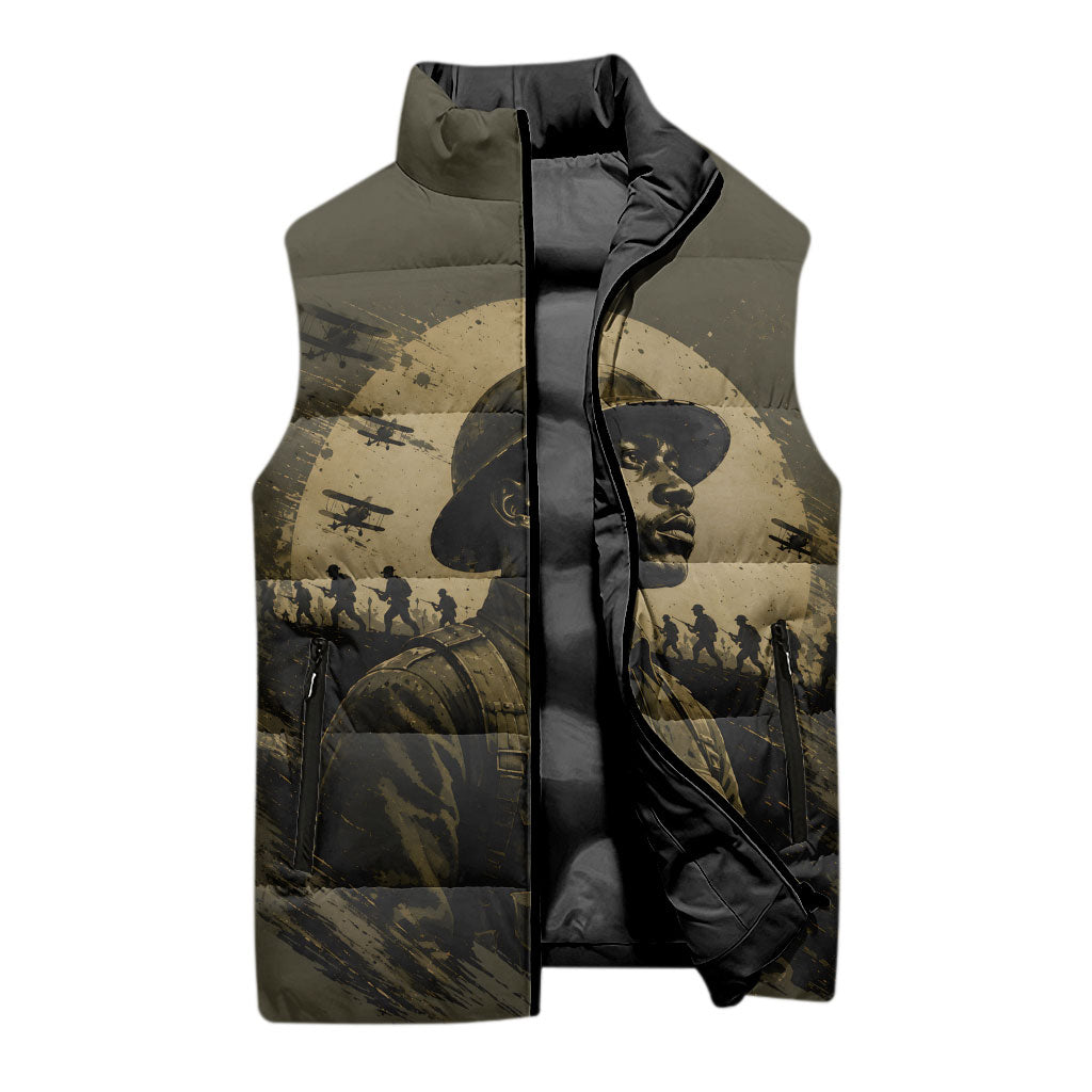 Harlem Hellfighters WWI Soldier Sleeveless Puffer Jacket Vintage Military Hero Jazz Band Silhouette Art