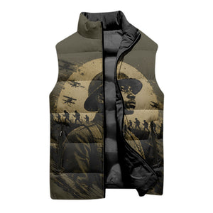 Harlem Hellfighters WWI Soldier Sleeveless Puffer Jacket Vintage Military Hero Jazz Band Silhouette Art