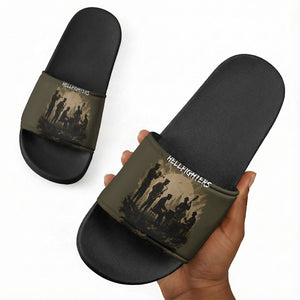 Harlem Hellfighters WWI Soldier Slide Sandals Vintage Military Hero Jazz Band Silhouette Art